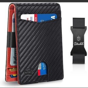 Zitahli Men's Slim RFID Blocking Wallet with Money Clip, 12 Card Slots